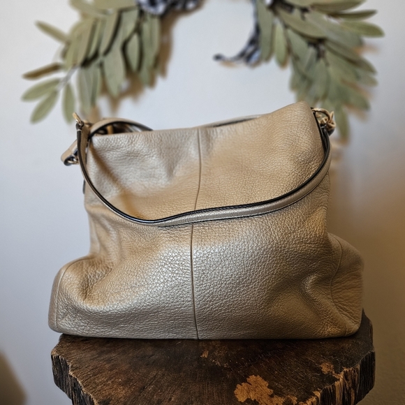 Coach Madison Phoebe Polished Gold Metallic Medium Slouchy Leather Hobo Handbag - Picture 2 of 16